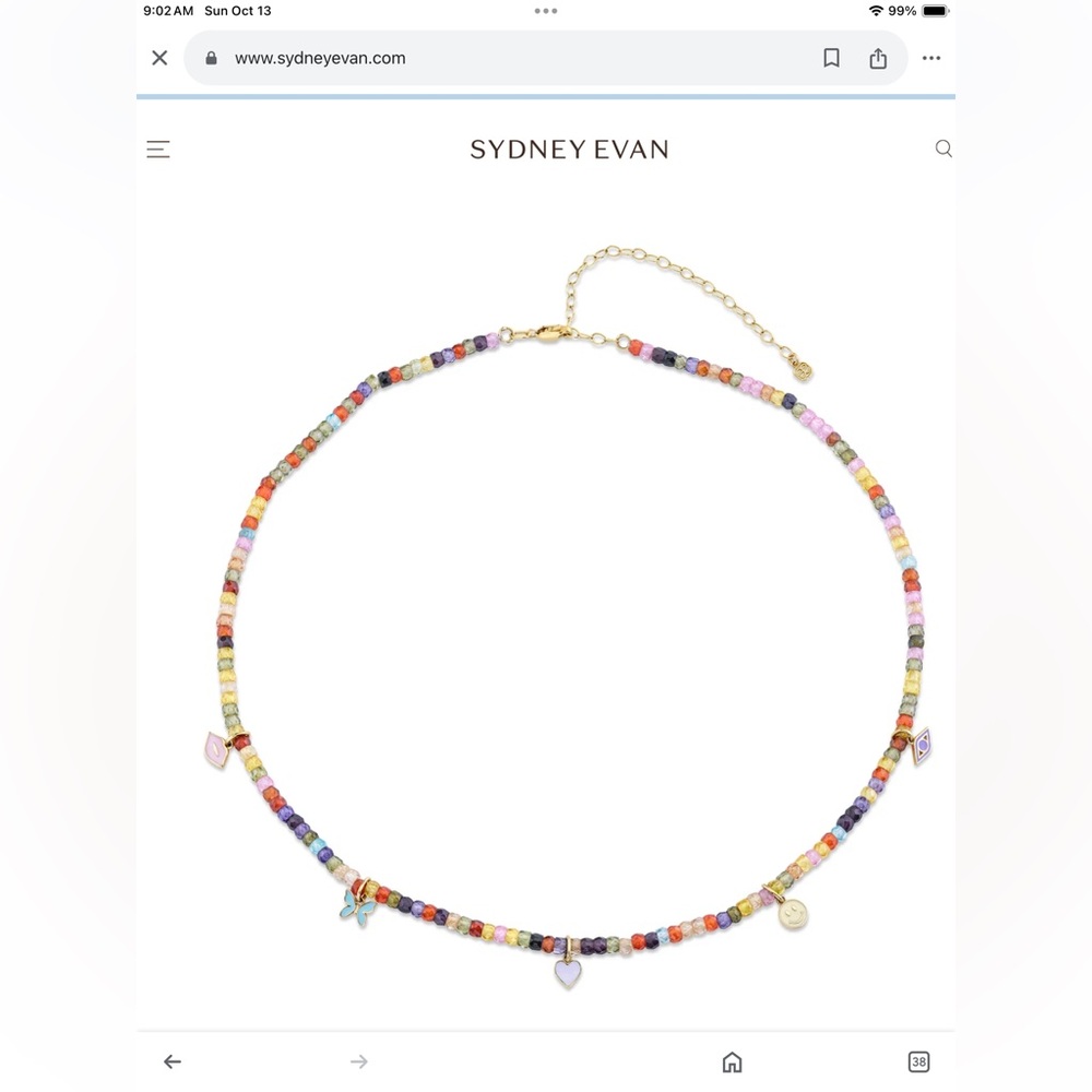Brand new Sydney Evan 14k gold enamel and zircon charms necklace retails $1445